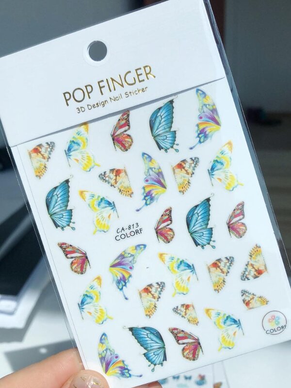 1 pz 3D adesivi per unghie farfalla fiore Design autoadesivo fai da te colorato ala Manicure decorazione Nail Art decalcomanie