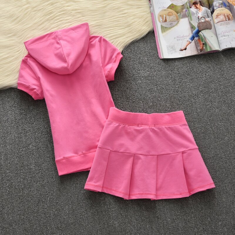 2024 Summer Women Set New Short Sleeve Top and Mini Pleated Skirt Set Solid Color Casual Sports Set