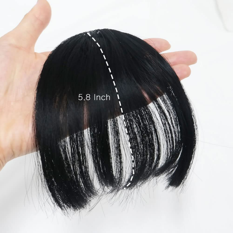 Clip de pelo sintético con flecos, extensiones de cabello con flequillo frontal, Natural, curvo, plano, limpio