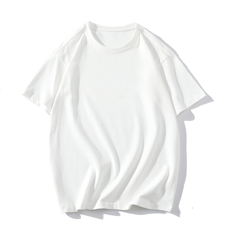 남성용 여름 코튼 티셔츠, 단색 캐주얼 티, 루즈 반팔 상의, 패션 화이트 블루 티셔츠, 남성 의류, 플러스 사이즈 5XL
