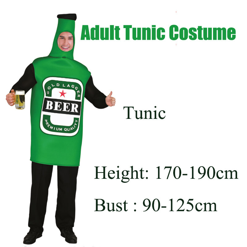 Costume de Cosplay de Bouteille de Bière Unisexe pour Homme et Femme, Déguisement d'Halloween pour Adulte