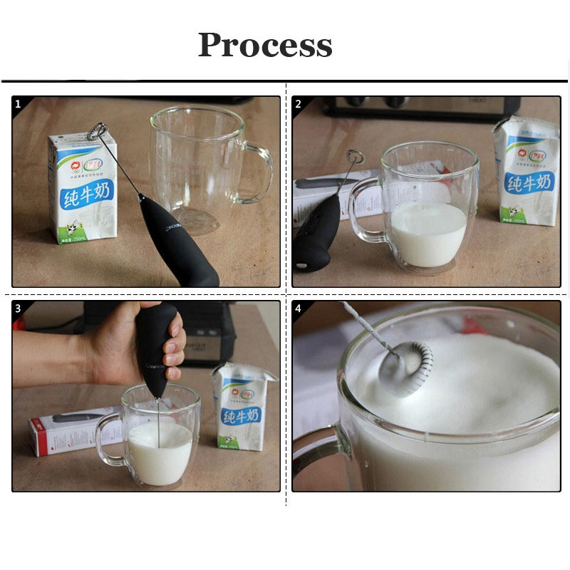 Plastic + Stainless Steel Coffee Milk Drink Electric Whisk Mixer Frother Foamer Kitchen Egg Beater Handheld Kitchen Tools
