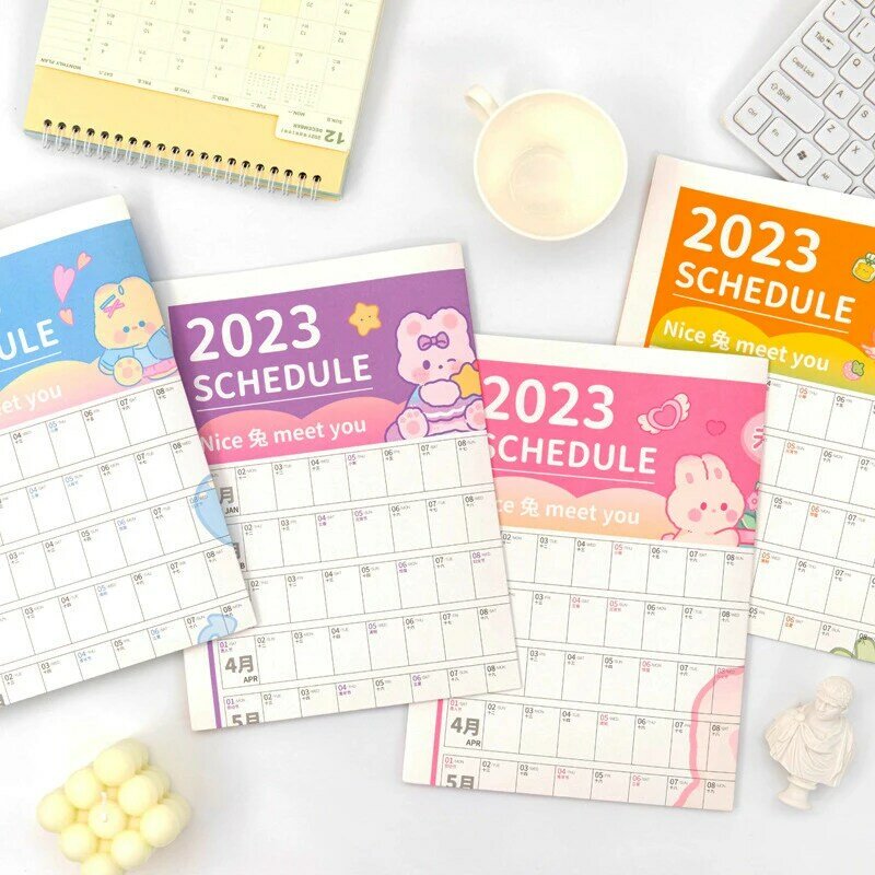 2023 calendario Planner Sheet Ins Cartoon Daily Schedule To Do List pianificatore annuale con adesivi Agenda Organizer forniture per ufficio