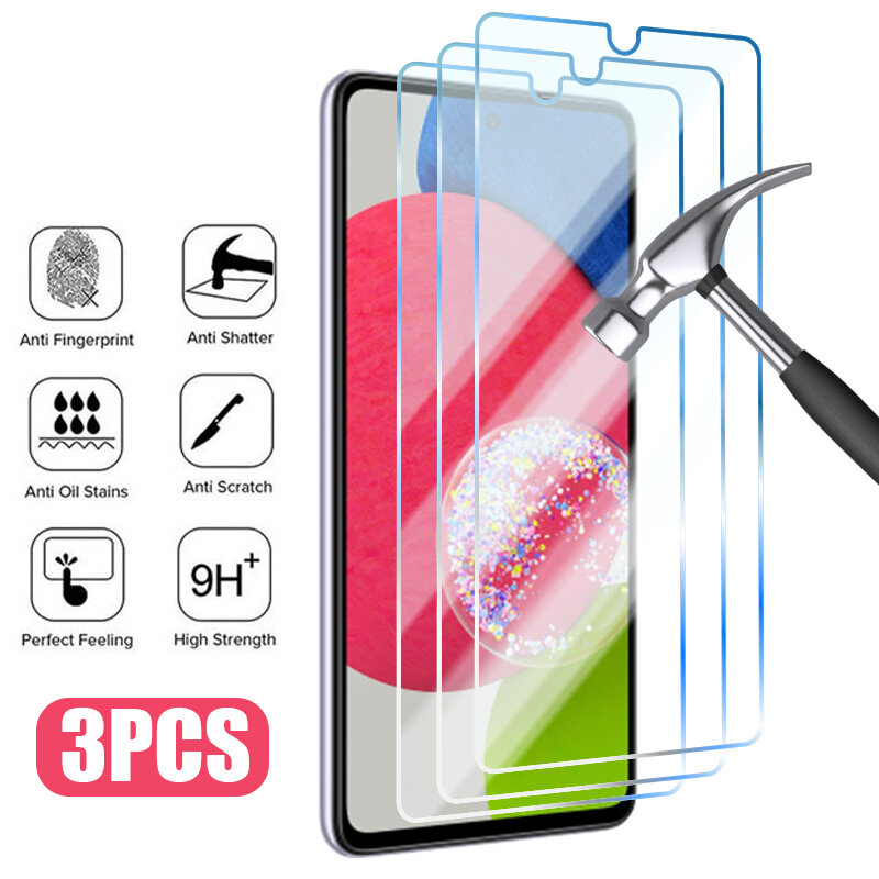 Protector de pantalla de vidrio templado para móvil, Protector de pantalla para Samsung A53, A32, A23, A52S, 5G, A13, A12, A41, A70, A04, A50, A71, A73, A52, A31, 3 unidades