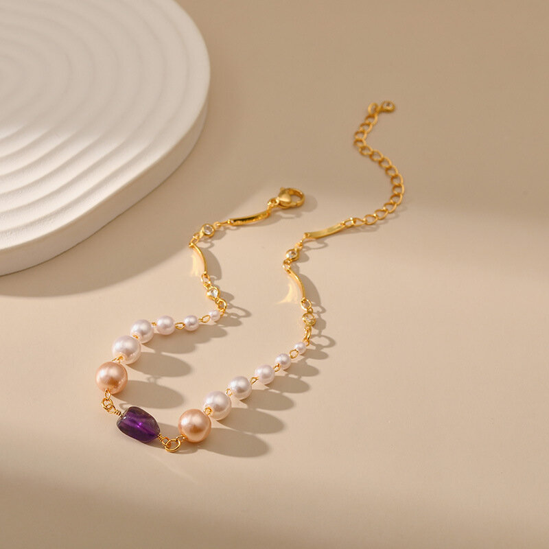 Bohemian Imitation Pearl Anklet for Women Summer Waterproof Copper Plated with 18k Gold Chain Foot Jewelry Gifts Fashion