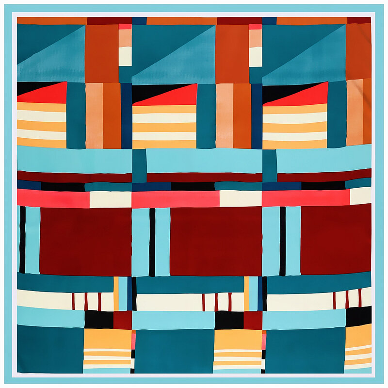 Новый европейский и американский модный винтажный квадратный шарф в клетку с геометрическим принтом женский саржевый большой шарф для семейвечерние подарок для матери