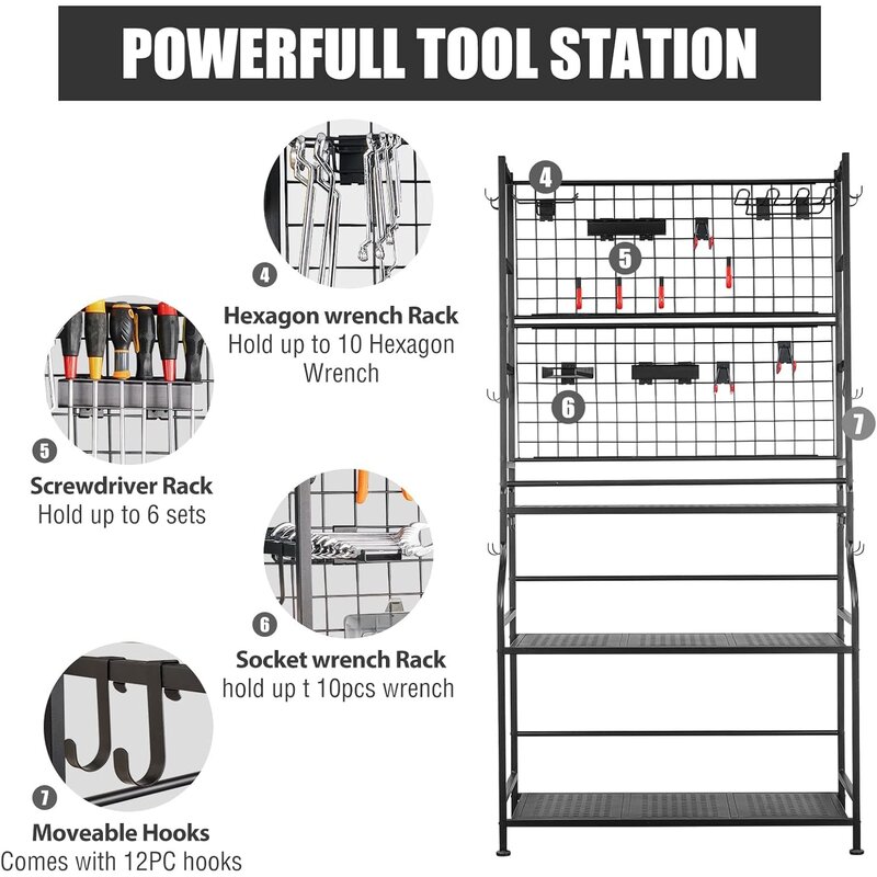 Support de rangement d'outils en acier allié, étagère de rangement pour boîte à outils de garage, adapté pour perceuse, tournevis, enveloppé, RapDuty