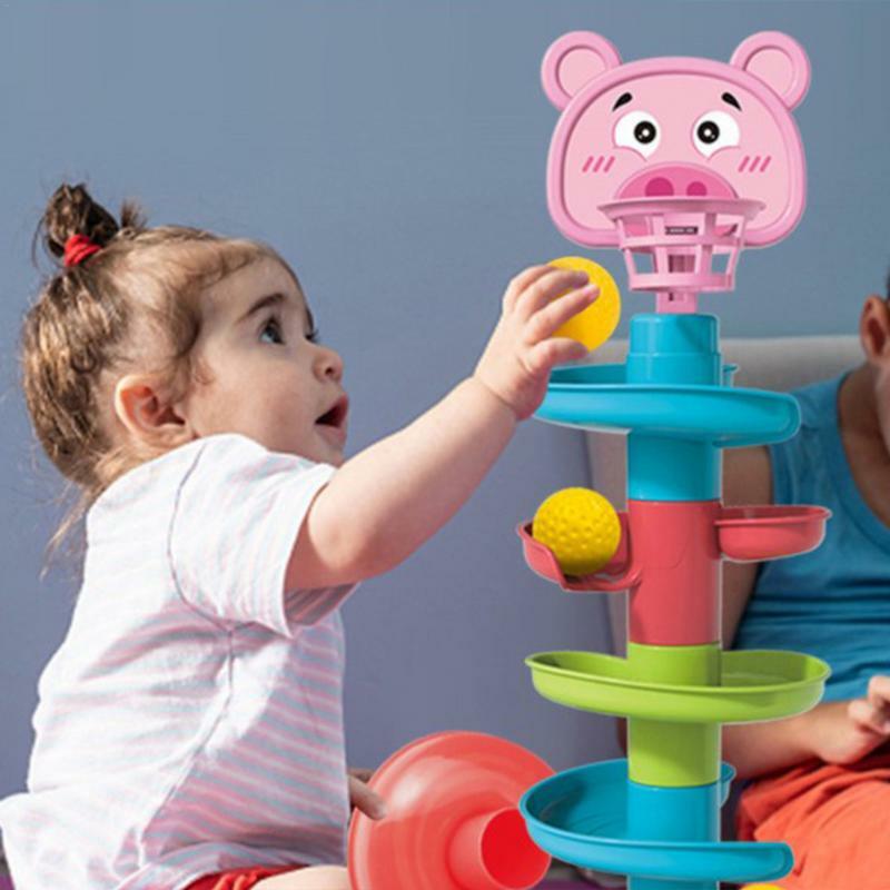 ของเล่นลูกบอลห้อยหอคอยหมุนได้7ชั้นของเล่นเพื่อการศึกษาปฐมวัยสำหรับเด็กทารกที่หมุนได้