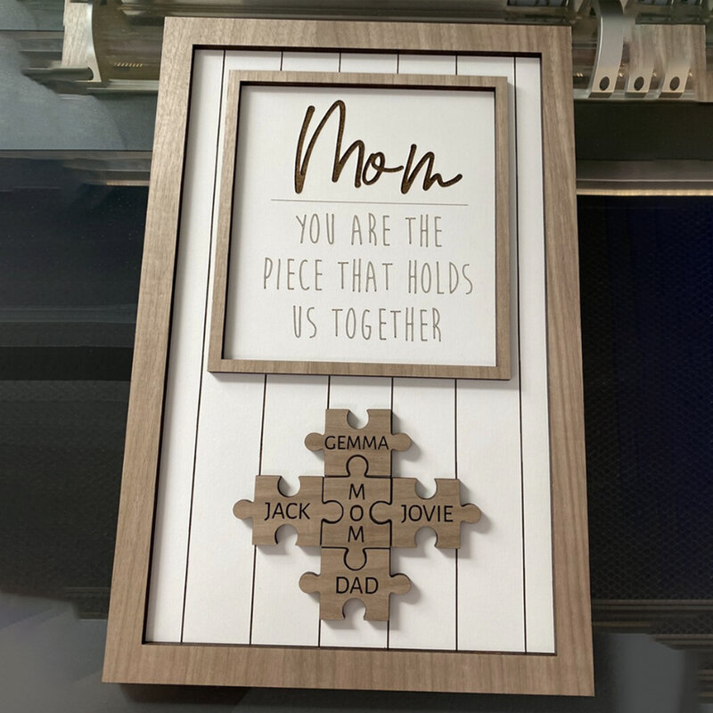 Nomi di famiglia personalizzati Puzzle cornice artigianale in legno sei il pezzo che ci tiene insieme regalo personalizzato per la festa della mamma