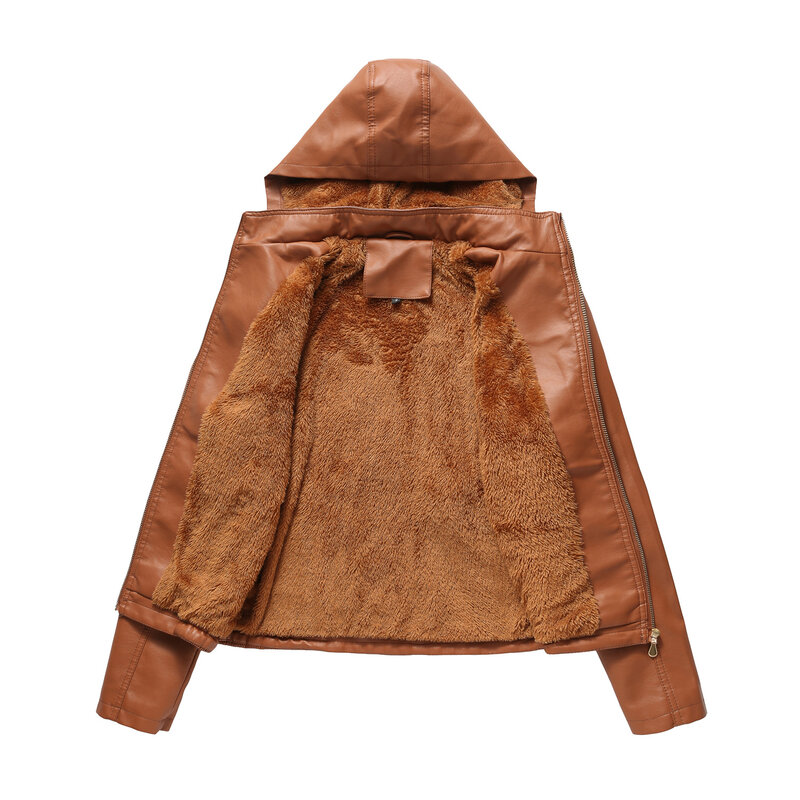 Новое поступление осенне-зимнее пальто из искусственной кожи женская модная бархатная короткая теплая женская кожаная куртка с капюшоном