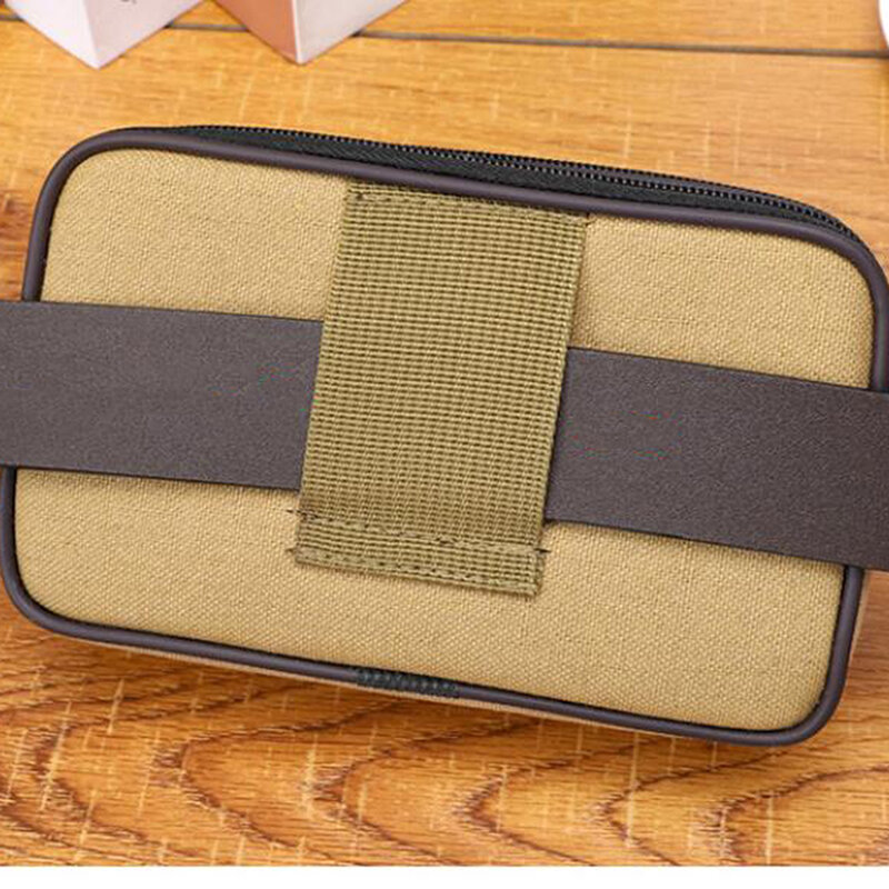 Multi Layer Men Phone Pouch Belt Waist Bag Fanny Pack Canvas Purse Small Pocket Design Belt Pouch Purse Bag for Phone