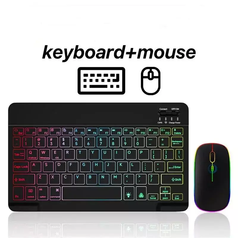 Keyboard For Tablet Android iOS Windows Wireless Mouse Bluetooth-compatible Rainbow Backlit For iPad Phone