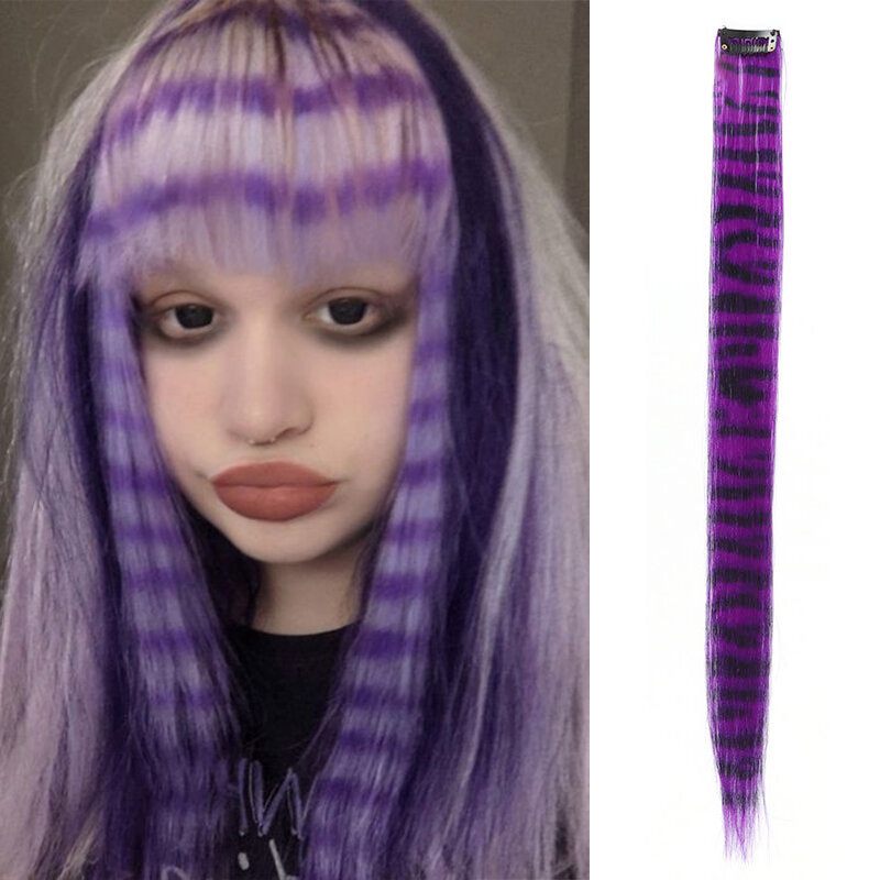 MSTN Synthetic Colourful and Vibrant Leopard Print Clip In Hair Extensions For Everyday and Party Use Kids and Cosplay Y2K Style