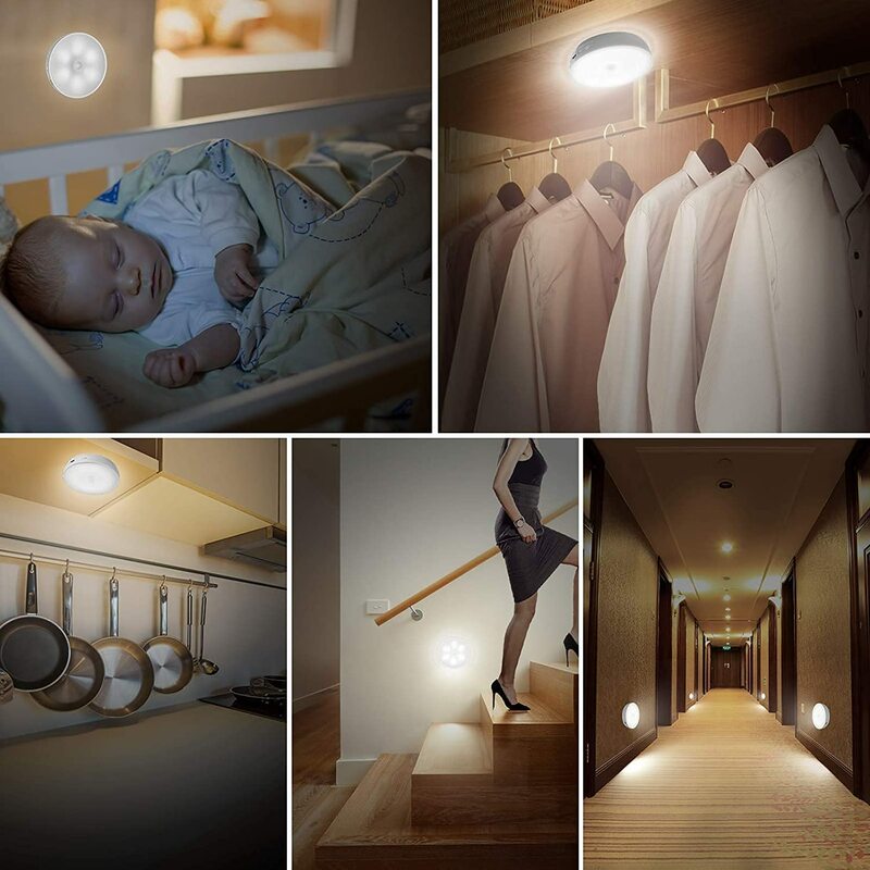 Veilleuses LED avec capteur de mouvement PIR automatique, 30 pièces, cadeau pour enfants, chargeur USB, veilleuse pour chambre à coucher et cuisine