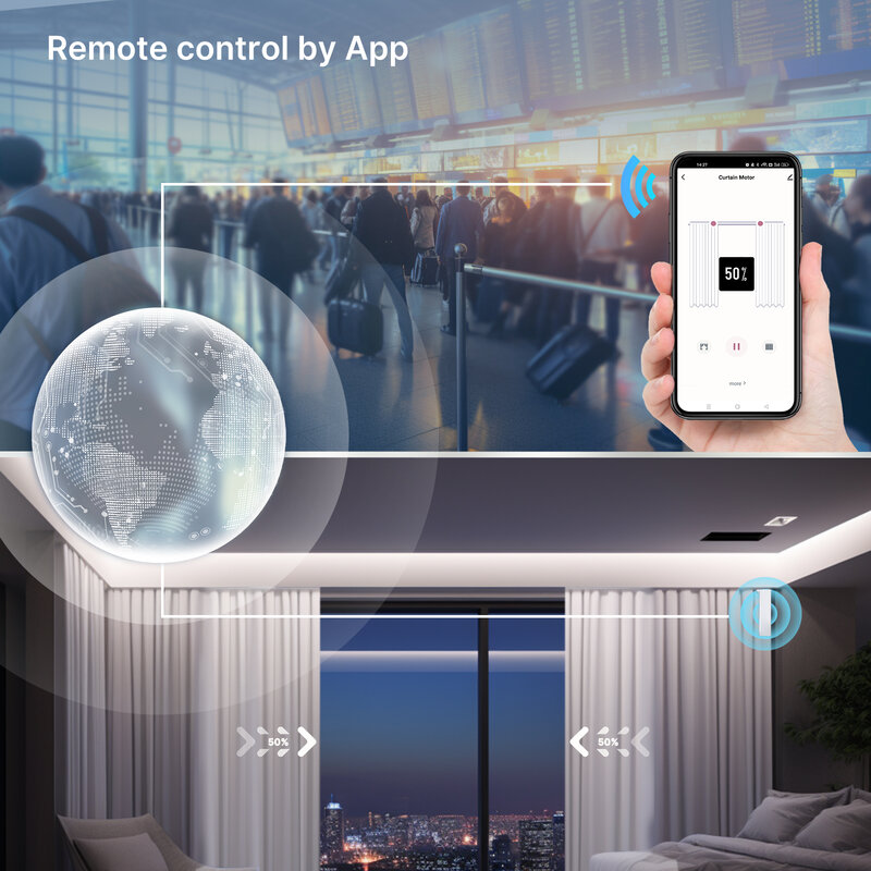 Moteur de rideau intelligent Zigbee, ouvre-rideau électrique, rail super silencieux, télécommande, compatible avec Alexa, Wi-Fi