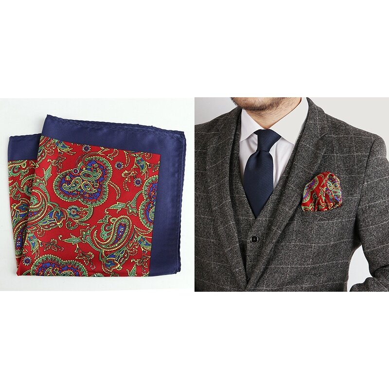 Pañuelo cuadrado de bolsillo para hombre, toalla de pecho de gran tamaño, traje de fiesta de boda, flor de Cachemira, 33x33CM, nuevo