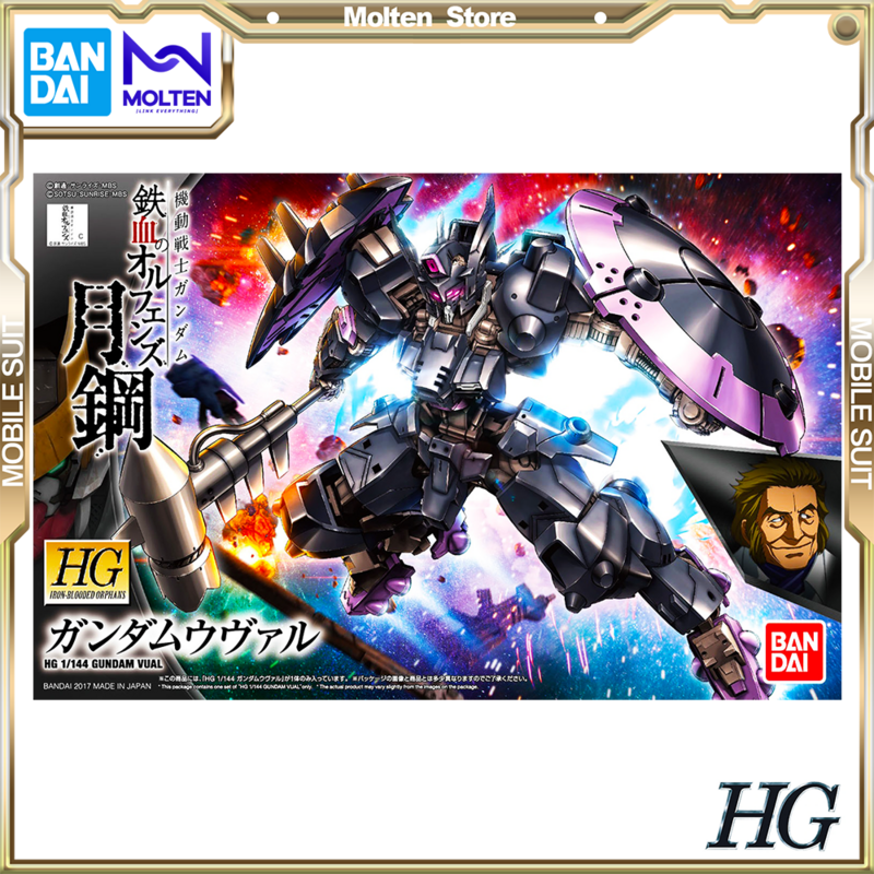 Bandai-Original HG Gundam VDual Mobile Suit, Órfãos de Sangue de Ferro Gundam, GunPla Modelo Kit Assembleia, 1:144