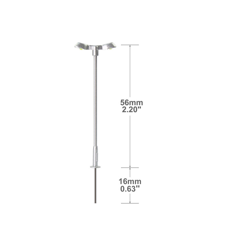 Evemodel 10 шт. Z-весы 1:220, уличные фонари, яркий белый цвет, двухголовочные металлические серебряные лампы с резисторами для 12 В LD13ZWSi