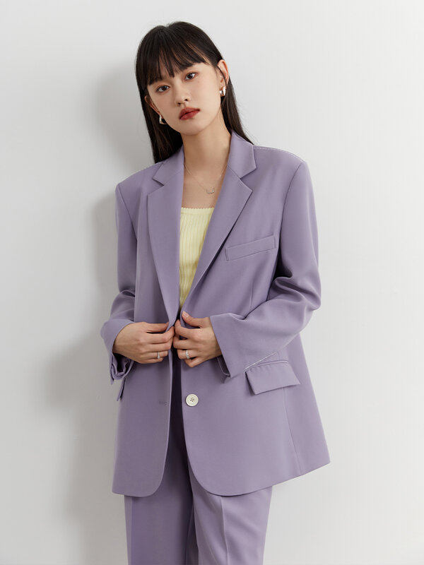 DUSHU Women Blazer Sets Commuter Style Flip Collar Suit Jacket for Women Autumn New Loose Style Office Lady Blazer Trousers