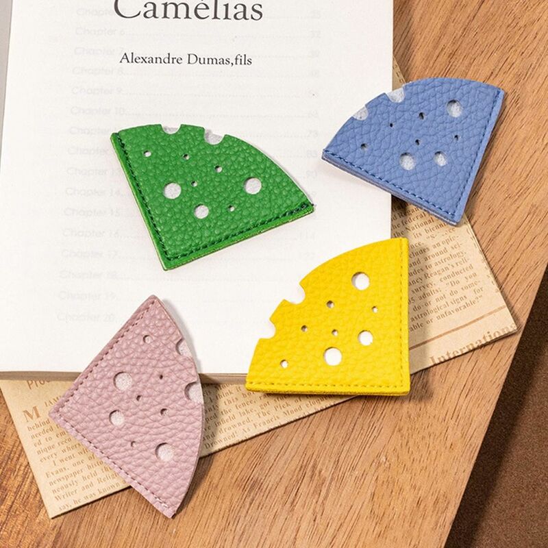 Pagination Mark Cheese Shape Bookmark Multi-color PU Leather Book Reading Sorter Handcrated Reading Bookmark Book Paginator