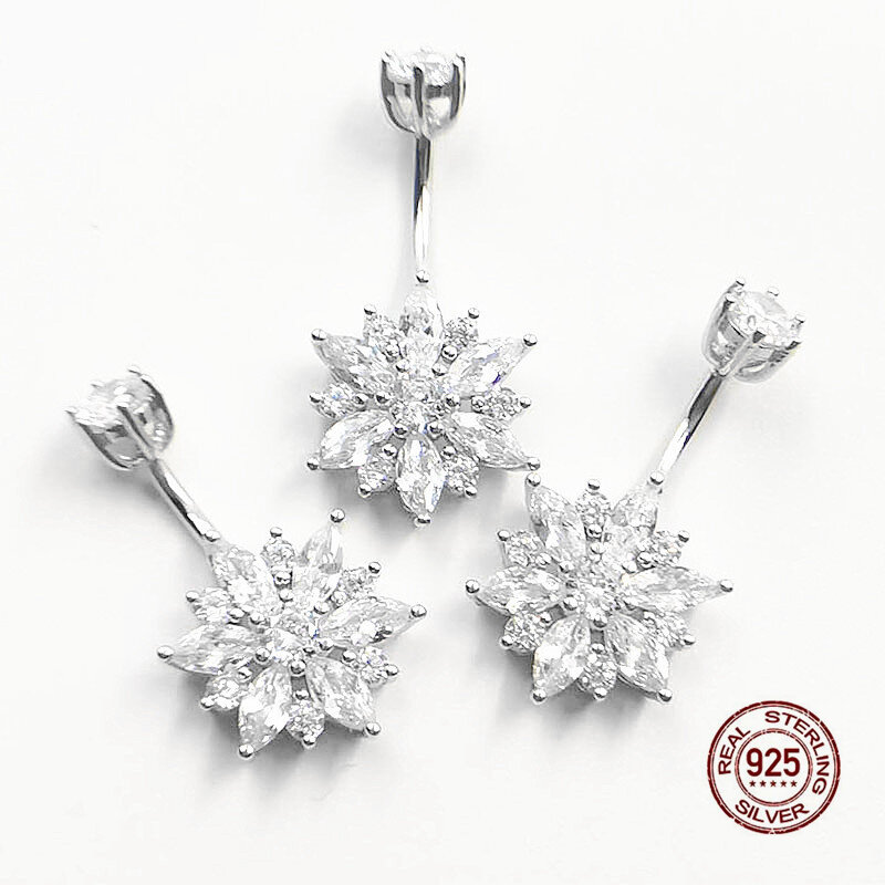 Chrysanthemum Zircon Belly Button Ring for Women 925 Sterling Silver Navel Piercing Sexy Flower Belly Ring Body Piercing Jewelry