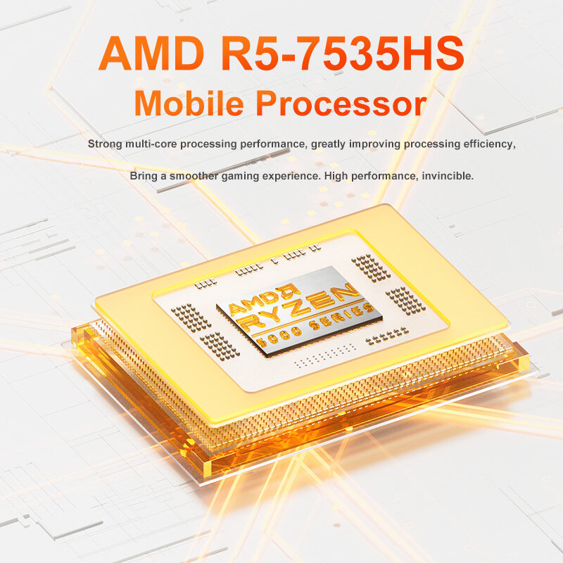 Новый Настольный ПК AMD Ryzen 5 7535HS светильник MINI PC Windows 11 Pro 8 ядер 12 потоков DDR5 4800 МГц 256/512 ГБ SSD WIFI6 BT5.2