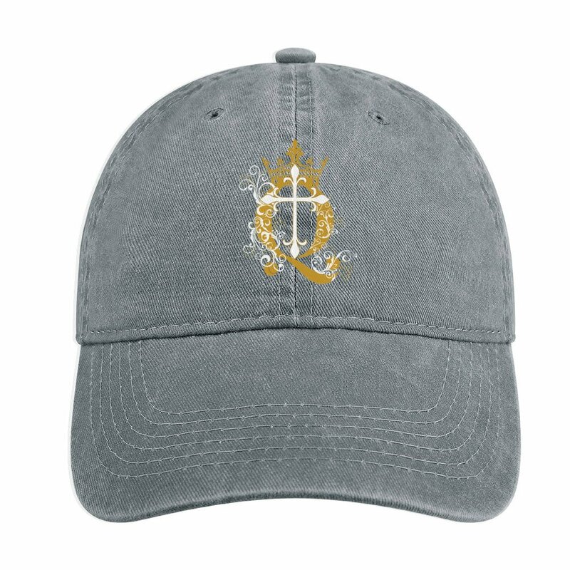 Cross Q Crown en dorado, sombrero de vaquero de talla grande, gorra de bola, visera de playa para mujer, hombre