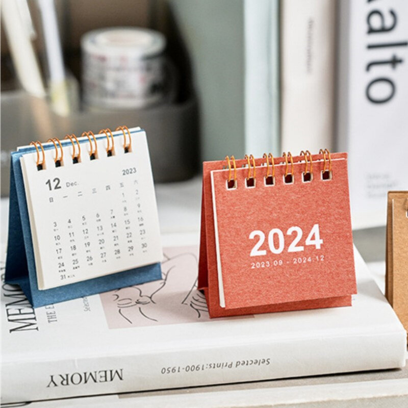 Calendario de escritorio Simple para decoración de oficina, suministros de año, Plan de mes, vacaciones, aniversario, marcador de tiempo especial, Mini, 2023-2024