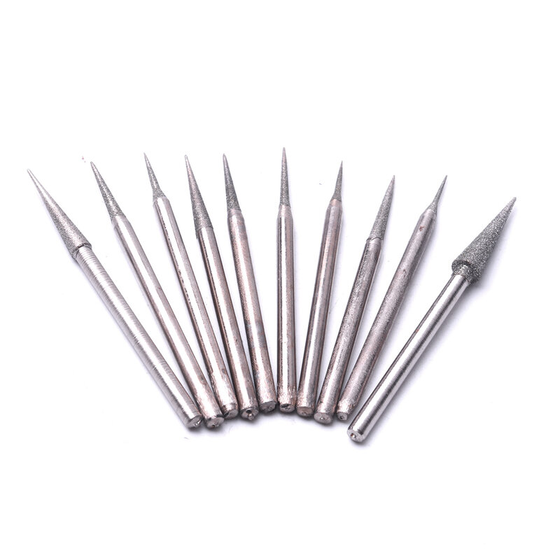 10Pcs Engraving Tool Polishing Heads Diamond Grinding Head Needle Engraving Carving Polishing Head Burrs Tools