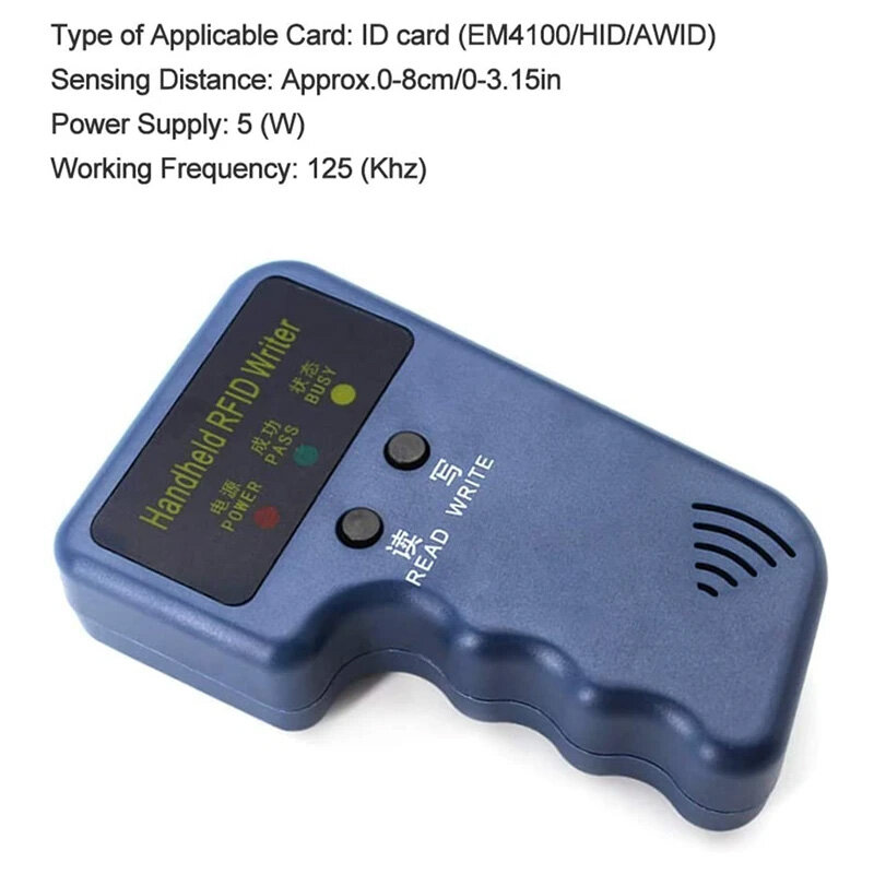 Genggam 125KHz baca EM4100 TK4100 RFID Copier Writer duplikator pembaca Programmer EM4305 T5577 dapat ditulis ulang ID keyfob tag kartu