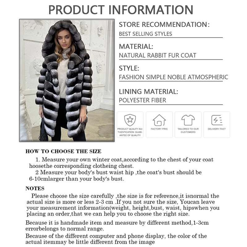 Mantel Bulu Kelinci Rex Alami Bulu Chinchilla dengan Kerah Jaket Musim Dingin Wanita Mantel Bulu Asli Jaket Wanita Bulu Hangat Baru