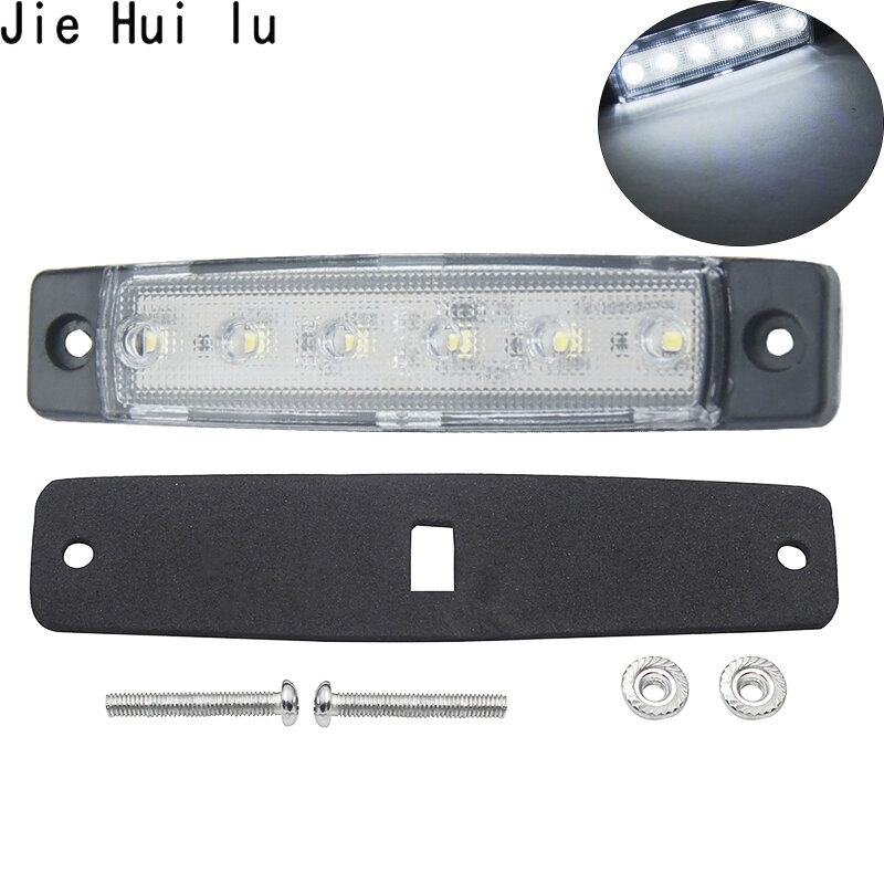 12V Car External Lights White 6 SMD LED Auto Car Truck Lorry Side Marker Indicator Trailer Light Tail Rear Side Lamps White