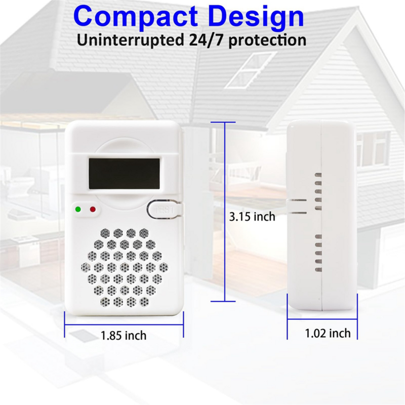 Koolmonoxidedetectoren, Draagbaar Co-Alarmdetectorapparaat Met Led Digitaal Display Voor Thuis, Op Reis, 2-pakket