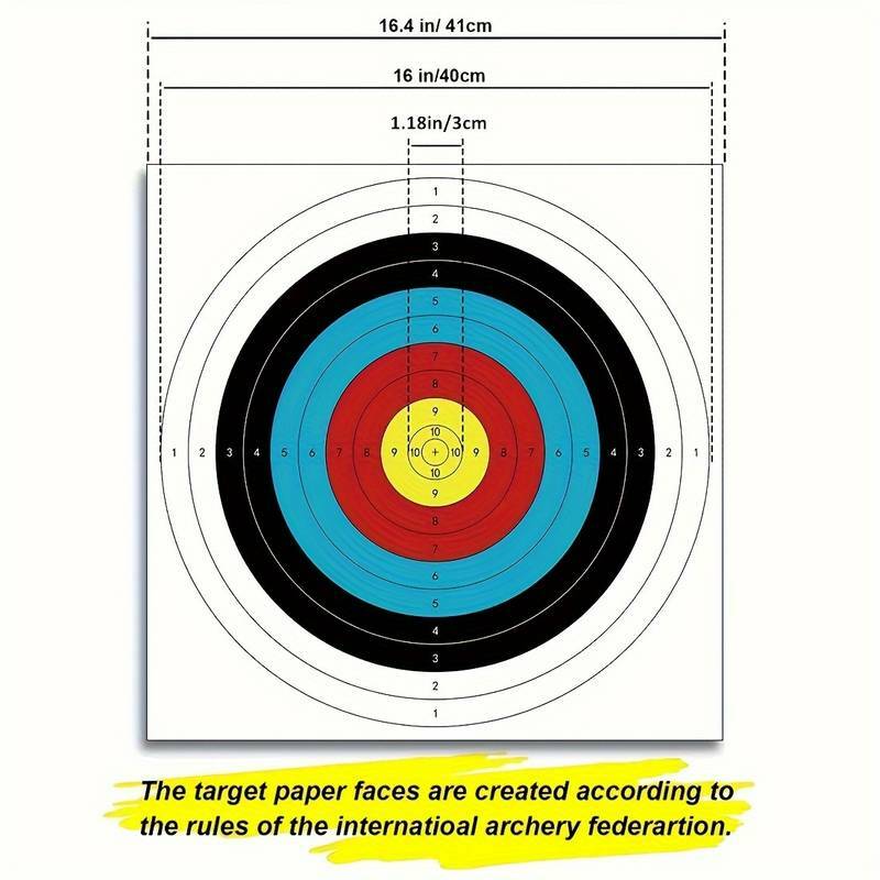 Pasta de objetivo de tiro con arco de anillo completo, 10 piezas, 40cm/16 pulgadas, fácil de aplicar, perfecta para mejorar la precisión de disparo