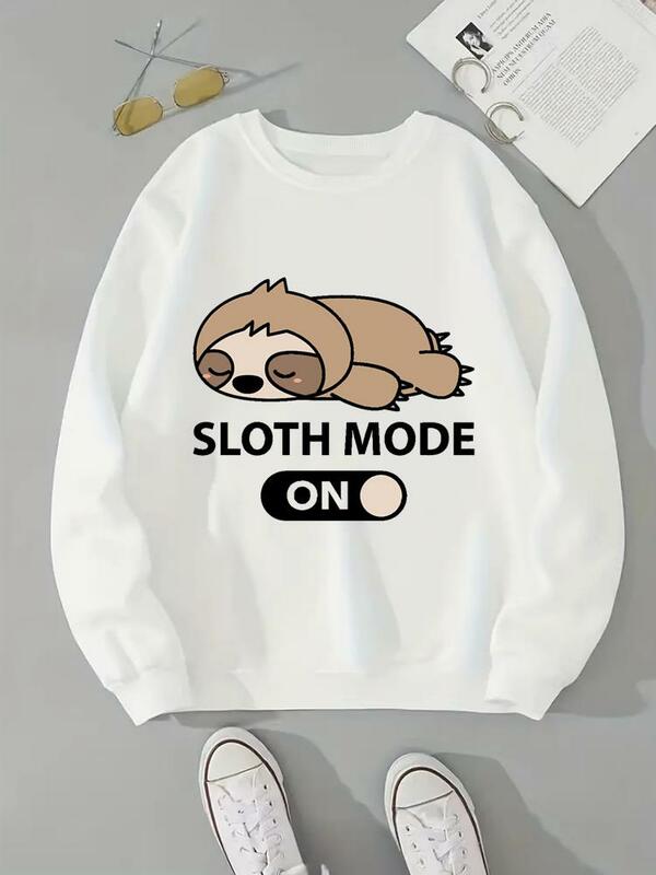 Sloth Trend Cute Lovely 90s Women Fleece Clothing Fashion Pullovers Print Long Sleeve Clothes Female Graphic Sweatshirts