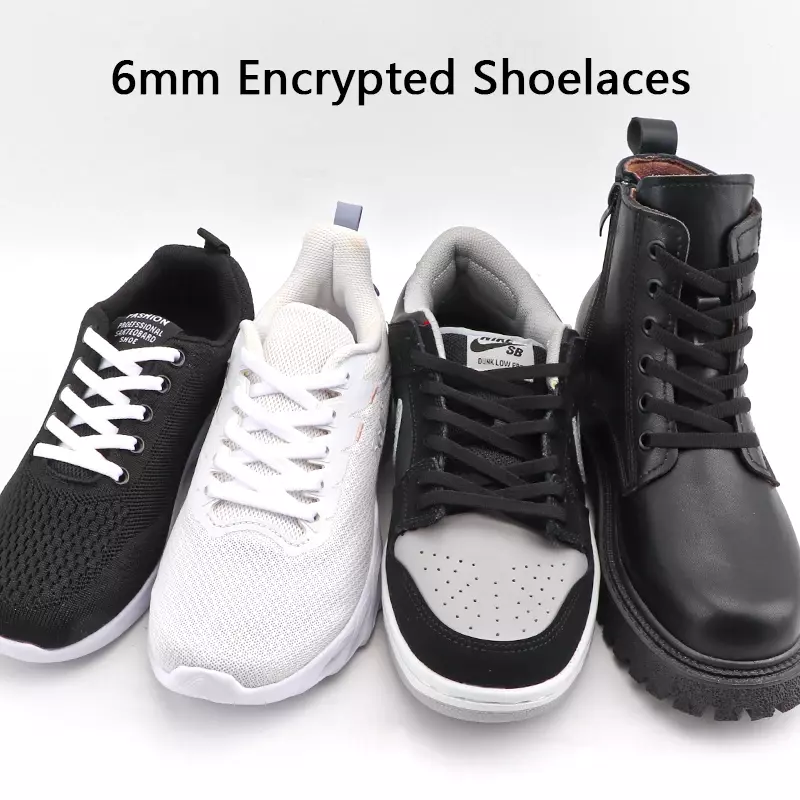 Tali sepatu datar untuk Sneakers tali sepatu basket untuk sepatu putih tali sepatu hitam 6mm lebar 90/120/140/160CM Aksesori sepatu