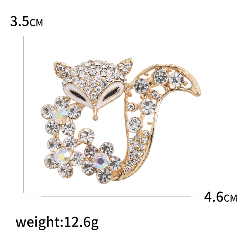 Sparkling Rhinestone Fox Brooches for Women Unisex Animal Pins Casual Party Accessories Gifts