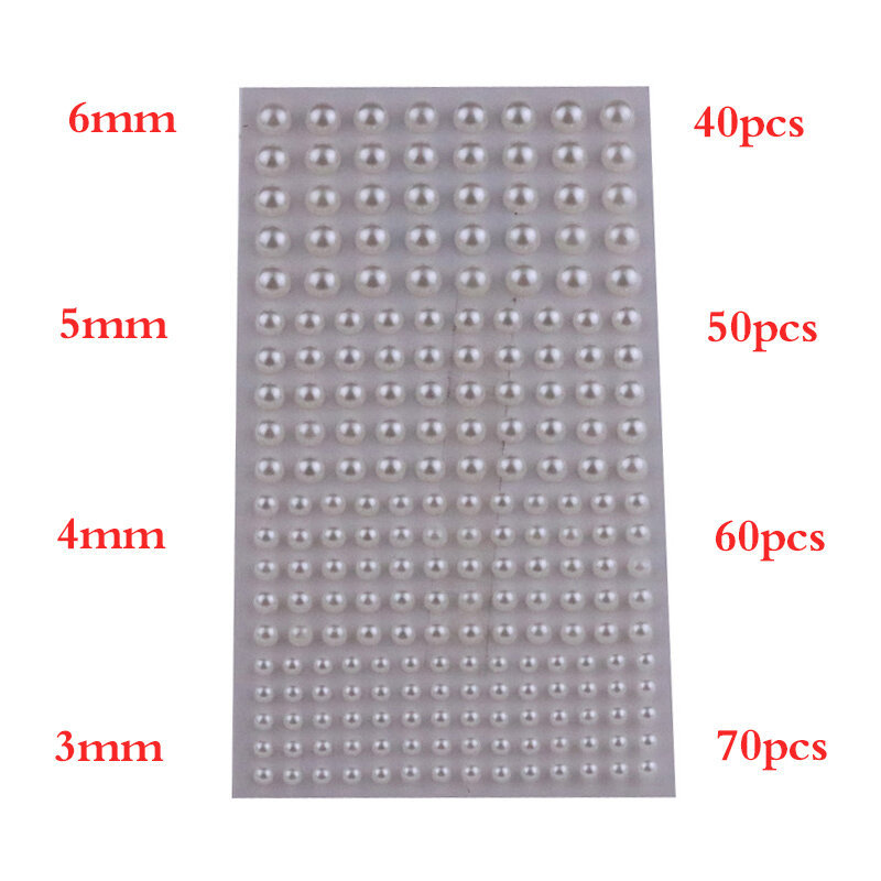 220pcs Mix 3mm/4mm/5mm/6mm Hair Pearls Stick On Self Adhesive Pearls Stickers Face Pearls Stickers for Hair Face Makeup