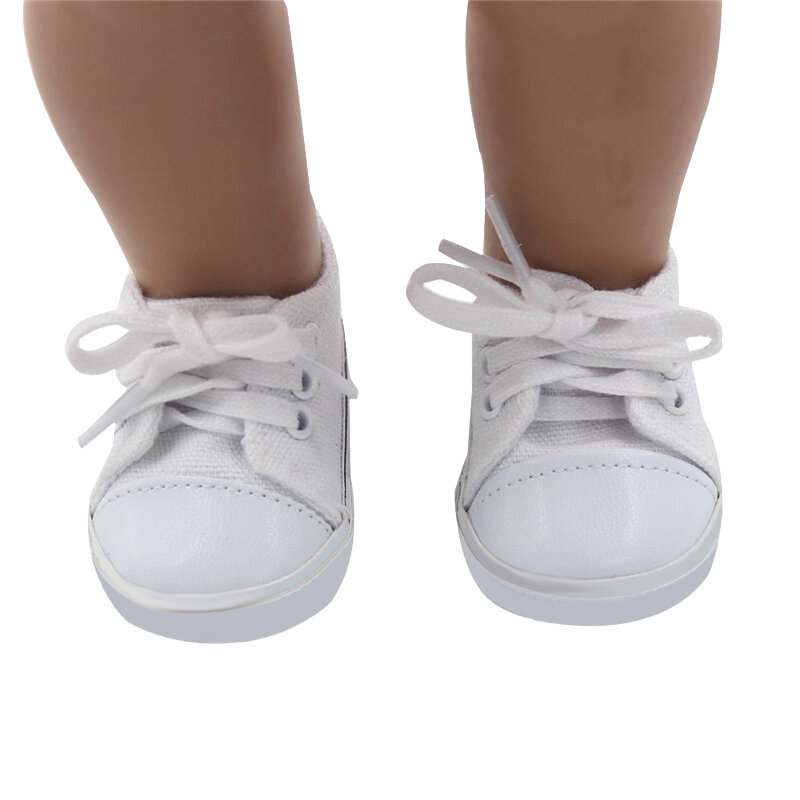 Doll Talk Baby Doll Fashion Canvas Sneakers Shoes For 18 inch Girl&Girl Dolls Accessories Shoes Roundhead Lace-up Canvas Shoes