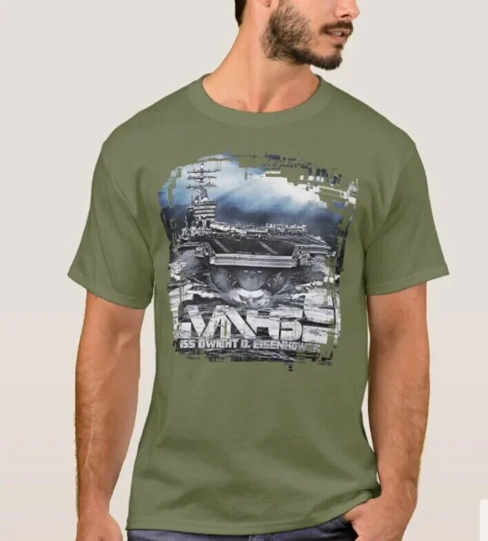 Uss dwight d. Eisenhower Flugzeug träger T-Shirt 100% Baumwolle O-Ausschnitt Sommer Kurzarm lässig Herren T-Shirt Größe S-3XL