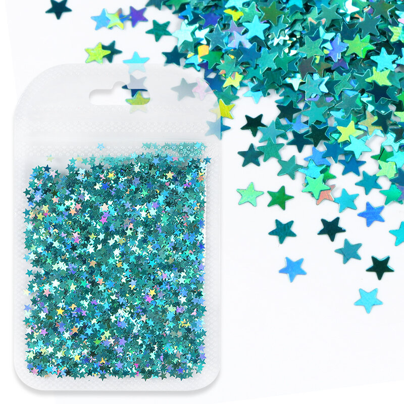 10g/Bag 3mm Holographic Star Nails Glitter Sequins Sparkly Laser Gold Silver Flakes For Nails Art Decoration