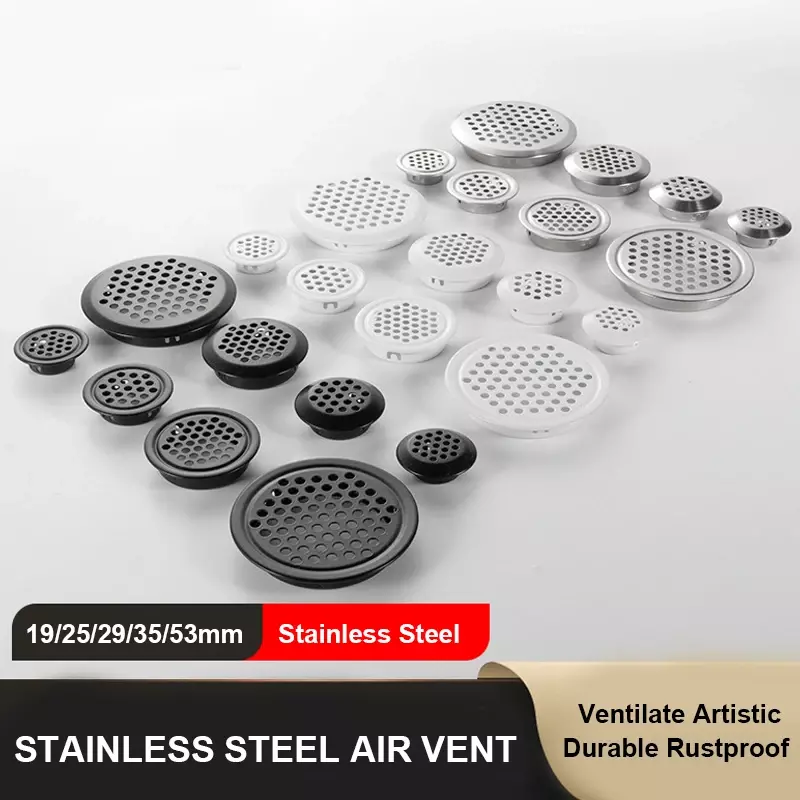 10PCS Stainless Steel Vent Hole Wardrobe Shoe Cabinet Motor Main Machine Ventilation Heat Dissipation Decorative Cover Circular