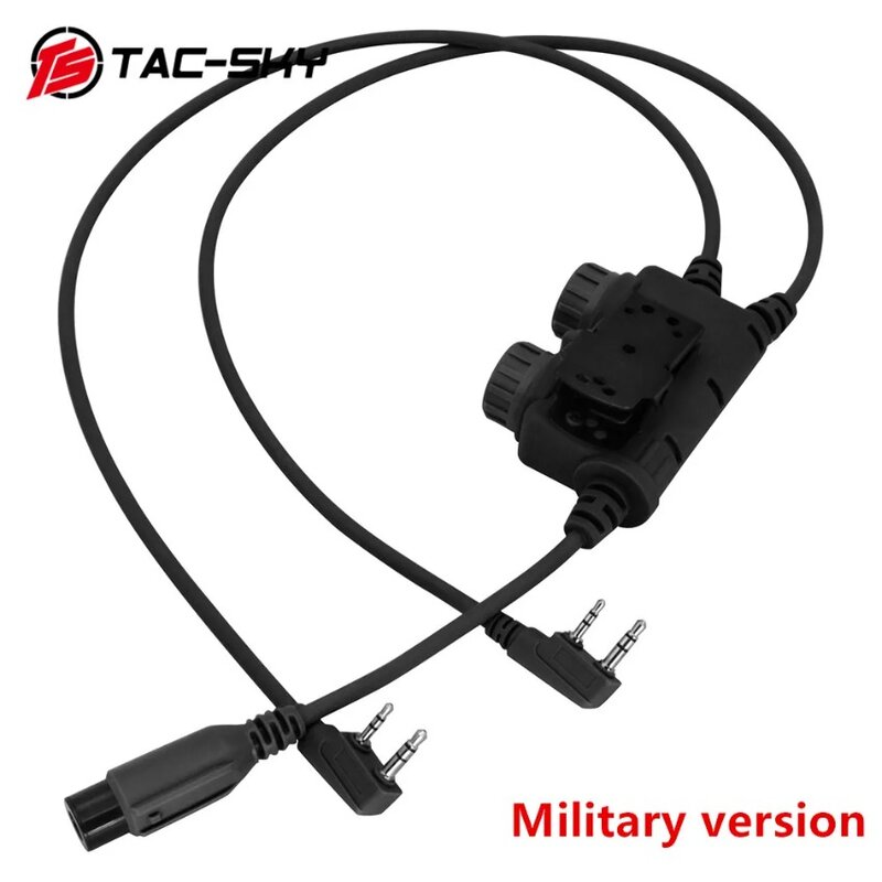 TS TAC-SKY Dual Channel Military Version for RAC PTT Tactical Adapter Kenwood Plug Compatible with PELTO Tactical Headsets
