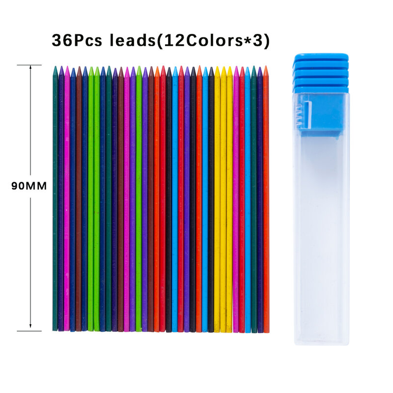 37pcs 2,0mm Metall Druck bleistift mit Blei Kunst Zeichnung Design automatische Zeichnung spezielle Bleistift Schüler Büro Schul bedarf