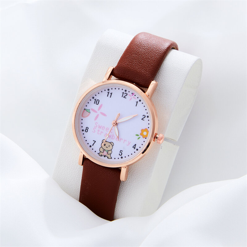 Часы для девочек с милым индивидуальным дизайном медвежонка детские женские кварцевые часы с ремешком