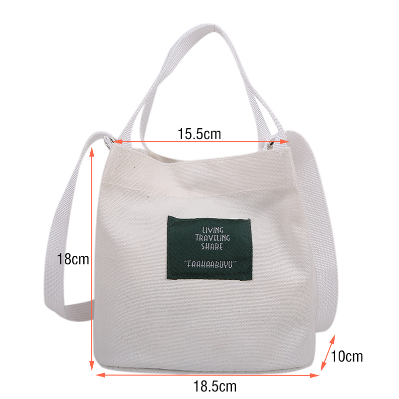 Women Handbags Fashion Shoulder Bags Canvas Letter Print Small Crossbody Bag Large Capacity Outdoor Bucket Lunch Bag Shopper Bag