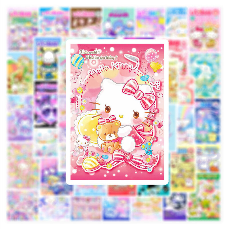 Stiker Poster Anime Sanrio 10/30/50 buah stiker kartun Kuromi Pochacco stiker ponsel botol air gitar stiker grafiti mainan anak-anak
