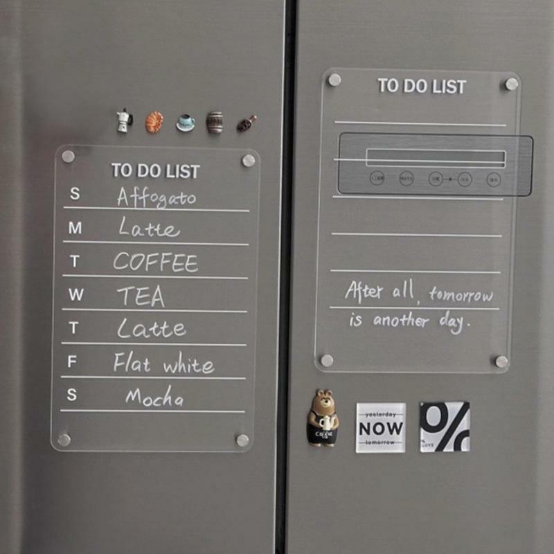 Магнитная доска для холодильника, магнитная доска для холодильника, прозрачная доска для сухого стирания, семейство принадлежностей, список для организации кухни