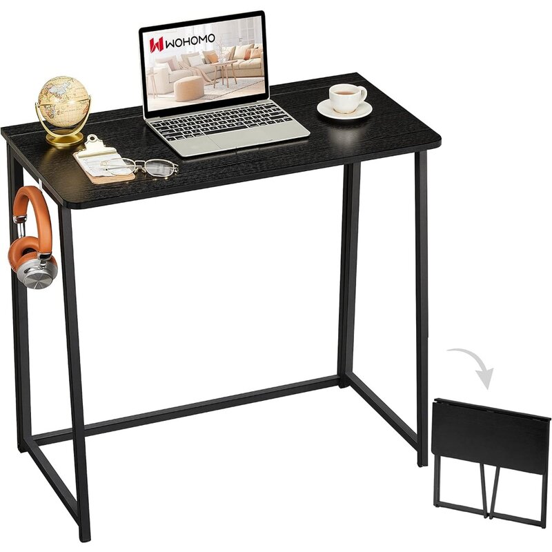 WOHOMO Folding Desk, Small Foldable Desk 31.5" for Small Spaces, Space Saving Computer Table Writing Workstation for Home