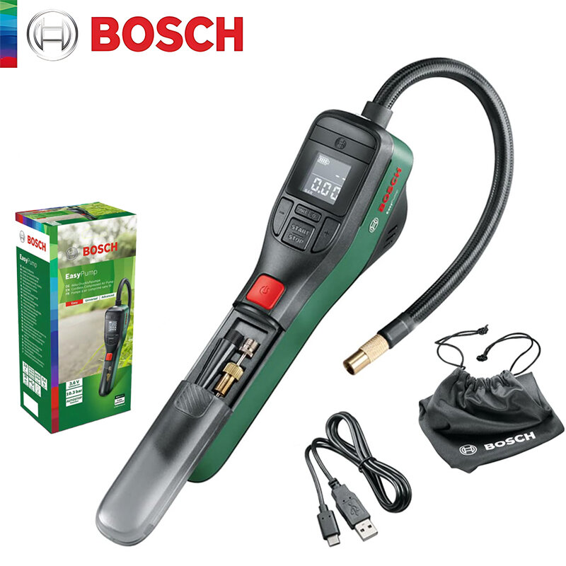 Bosch-Mini bomba de ar elétrica portátil com display LED, inflador para carro, motocicletas, bicicleta, natação, pneu, 3.6V